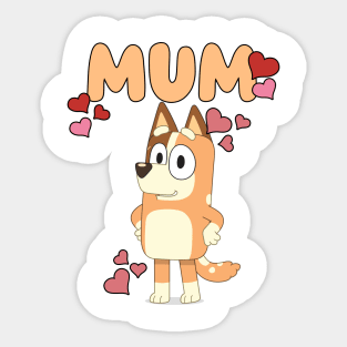 Bluey Mum, Bluey Family, Retro Chilli Heeler, Mum Bluey Birthday Party Sticker